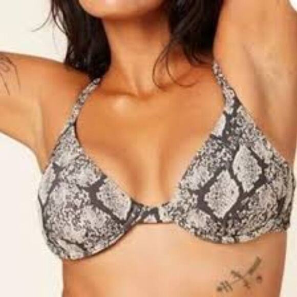 NWT Andie Swim Sicily Top Snakeskin Textured Small Underwire Cups Bikini Bra - Picture 1 of 10